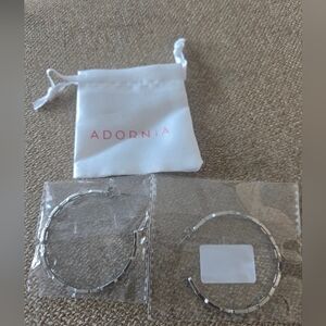 Adornia Silver Hoop Earrings Women New Dustbag
